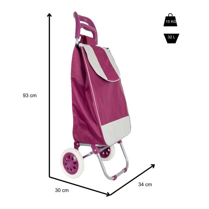 Carucior cumparaturi X 50 COLORAT, capacitate incarcare 15 kg, volum 32 l, negru