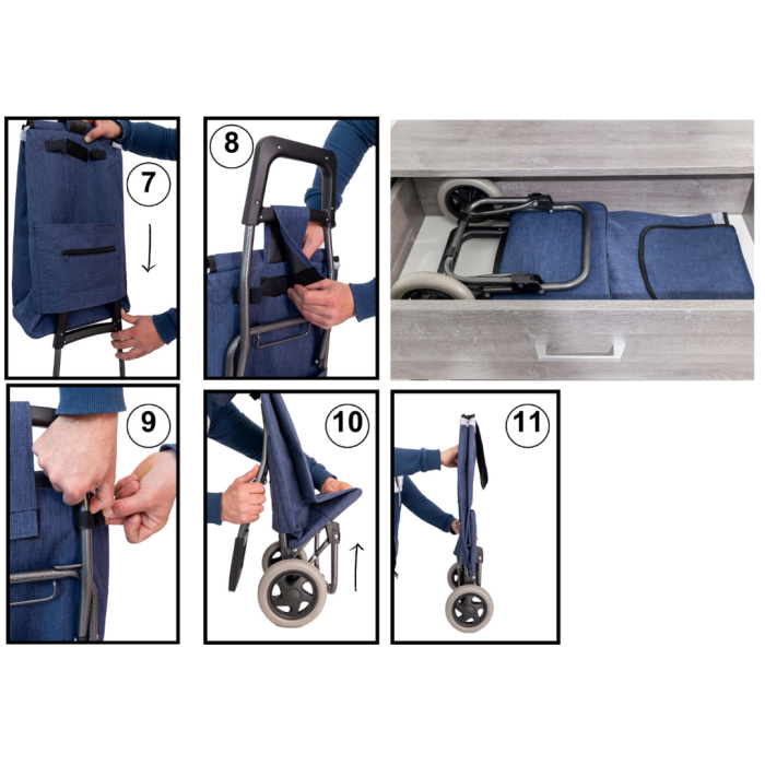 Carucior cumparaturi X 100 FLEXIBIL MARE, capacitate incarcare 15 kg, volum 40 l, albastru