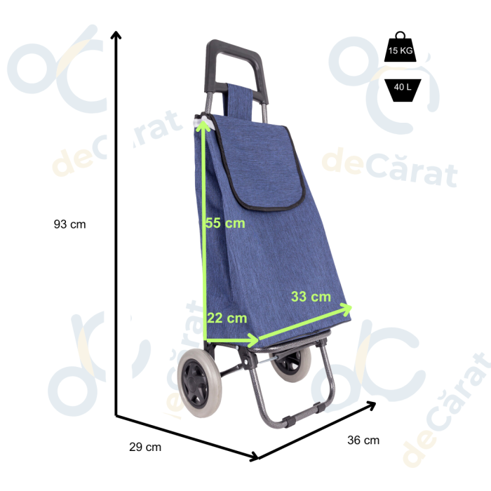 Carucior cumparaturi X 100 FLEXIBIL MARE, capacitate incarcare 15 kg, volum 40 l, albastru